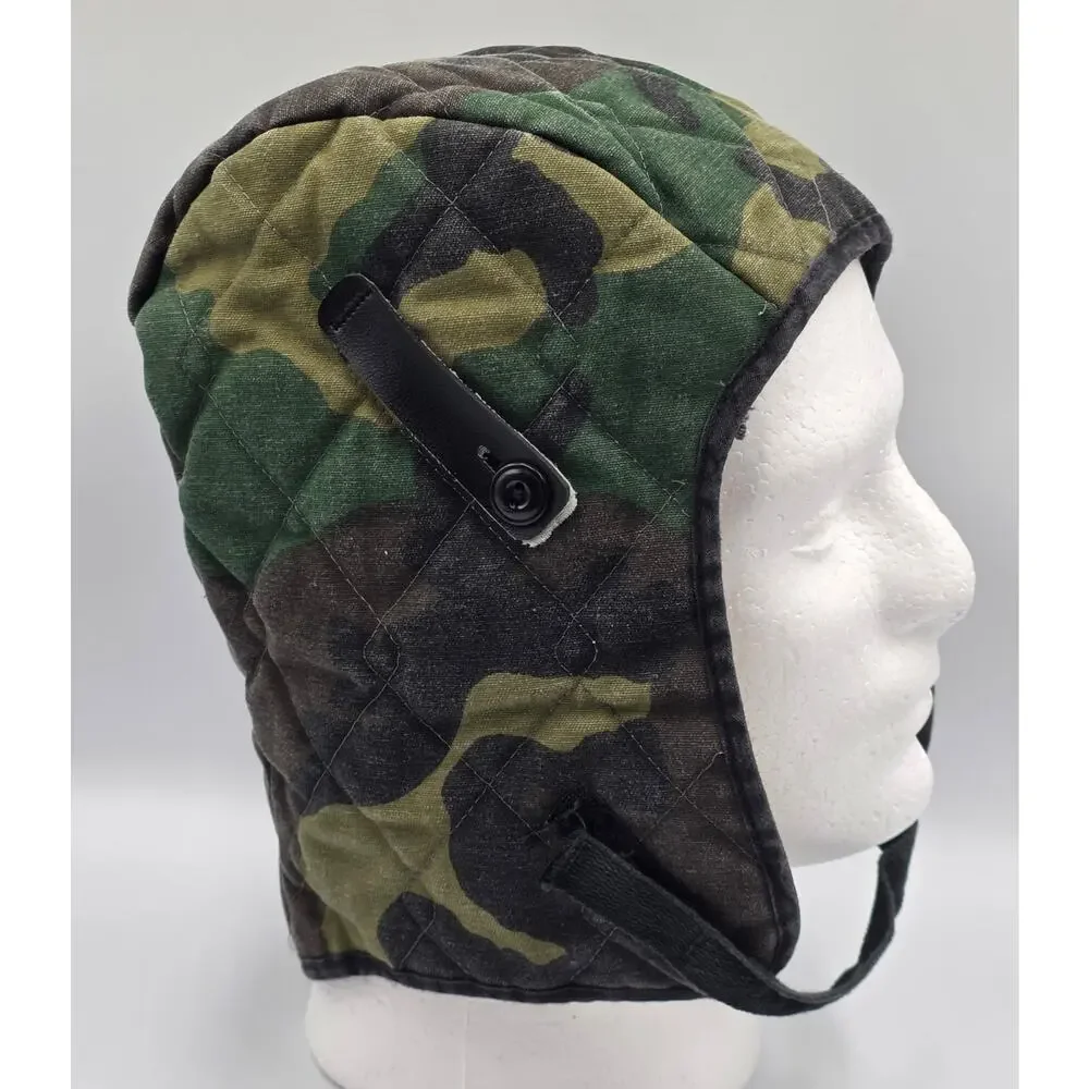 Vintage Woodlands Camouflage Safety Helmet Hard Hat Insulated Liner Neck Strap